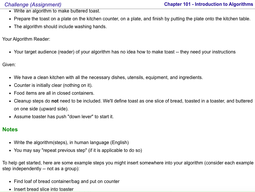 Solved I need to write an algorithm about making buttered | Chegg.com