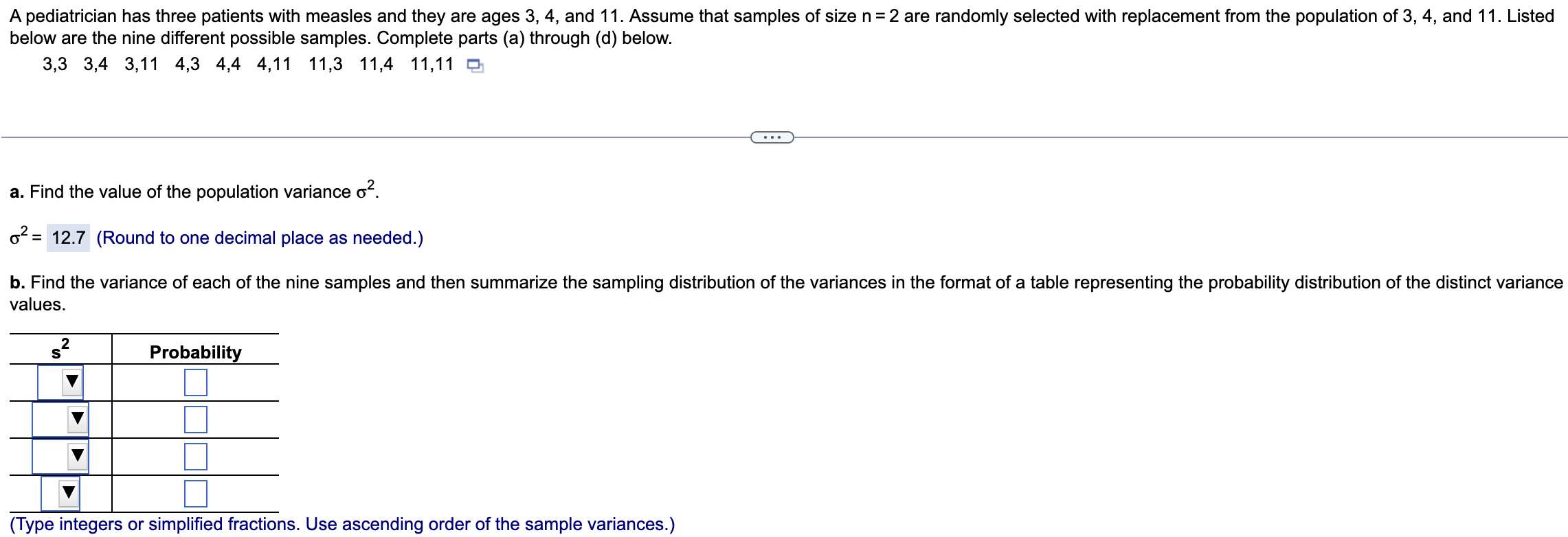 Solved below are the nine different possible samples. | Chegg.com