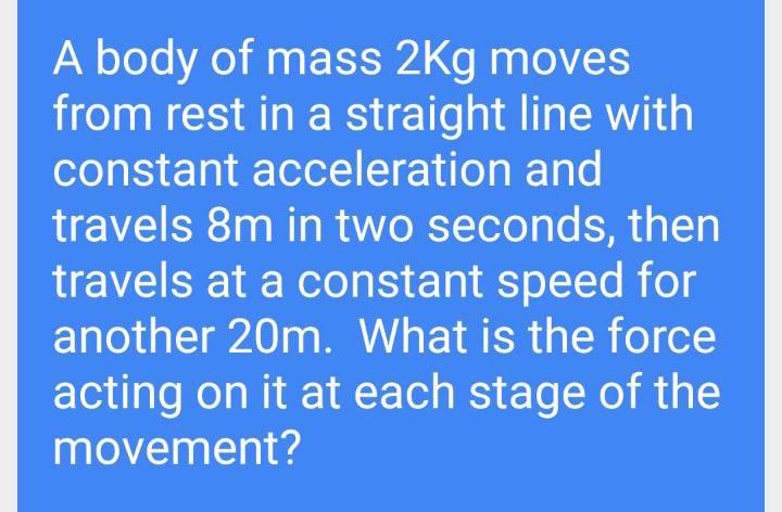 Solved A Body Of Mass 2Kg Moves From Rest In A Straight Line | Chegg.com