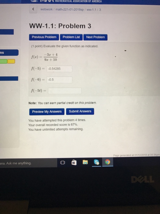 Solved webwork / math-221-01-2018sp/ww.1.1/3 WW-1.1: Problem | Chegg.com