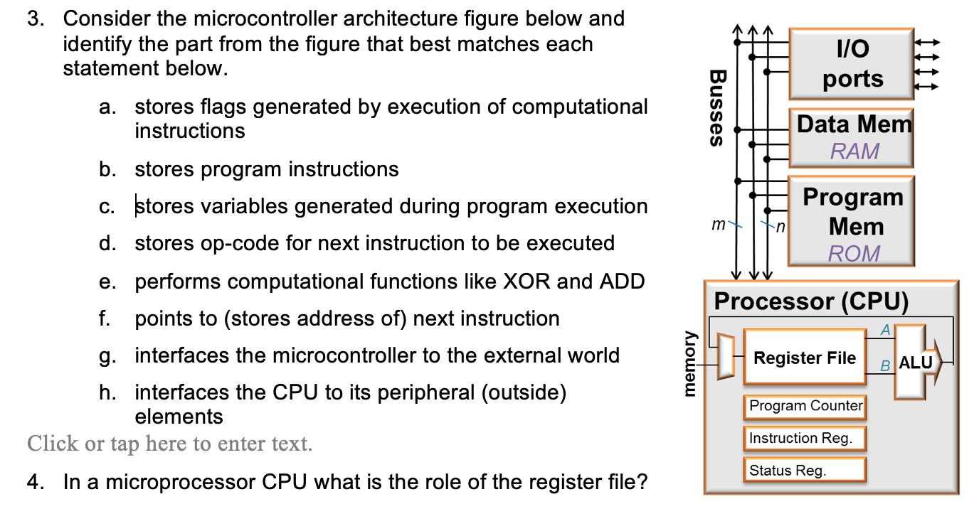 Solved 3. Consider The Microcontroller Architecture Figure | Chegg.com