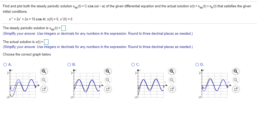 Solved Find And Plot Both The Steady Periodic Solution Xsp