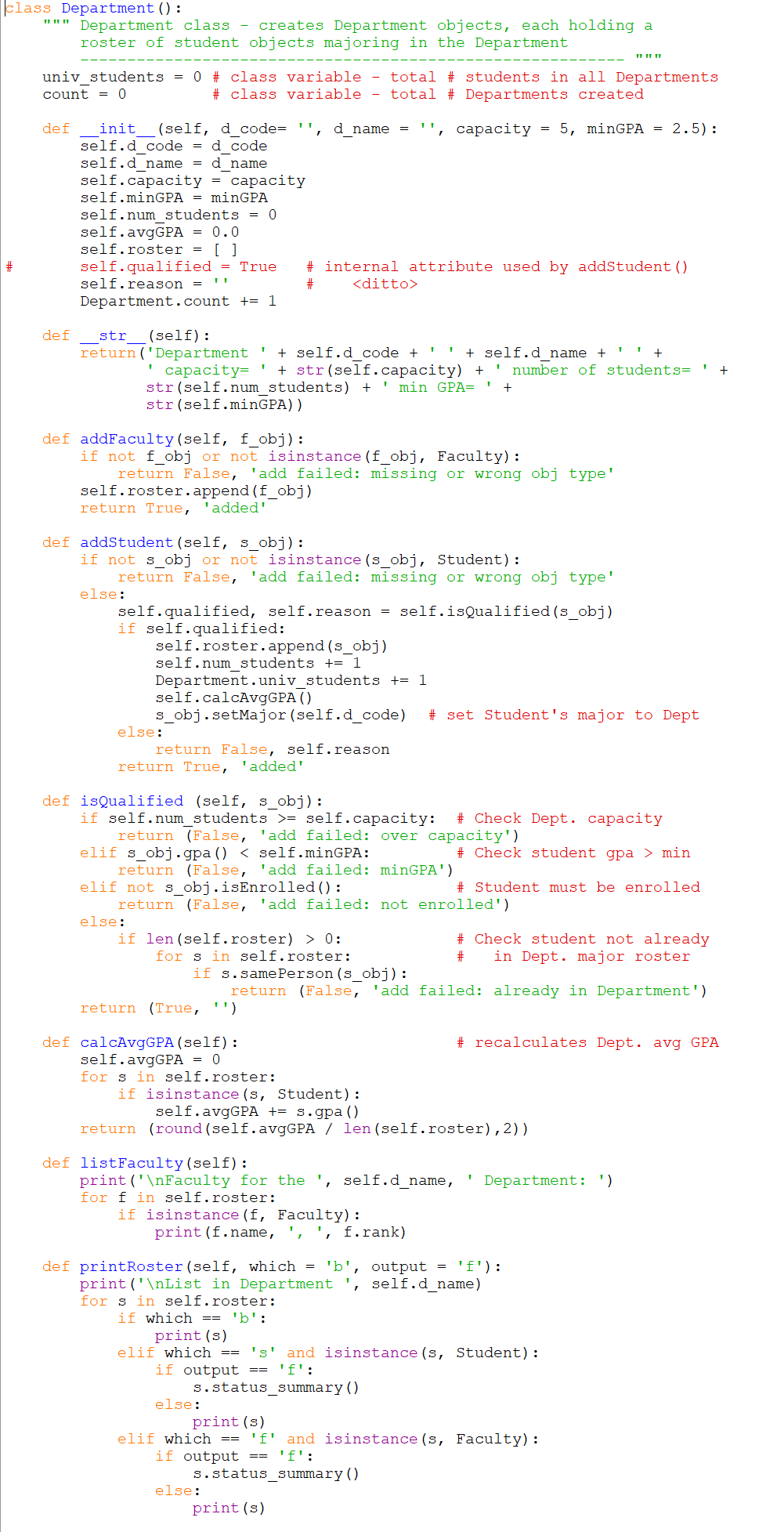 For Python 3.7+. Instructions: Three classes from a | Chegg.com