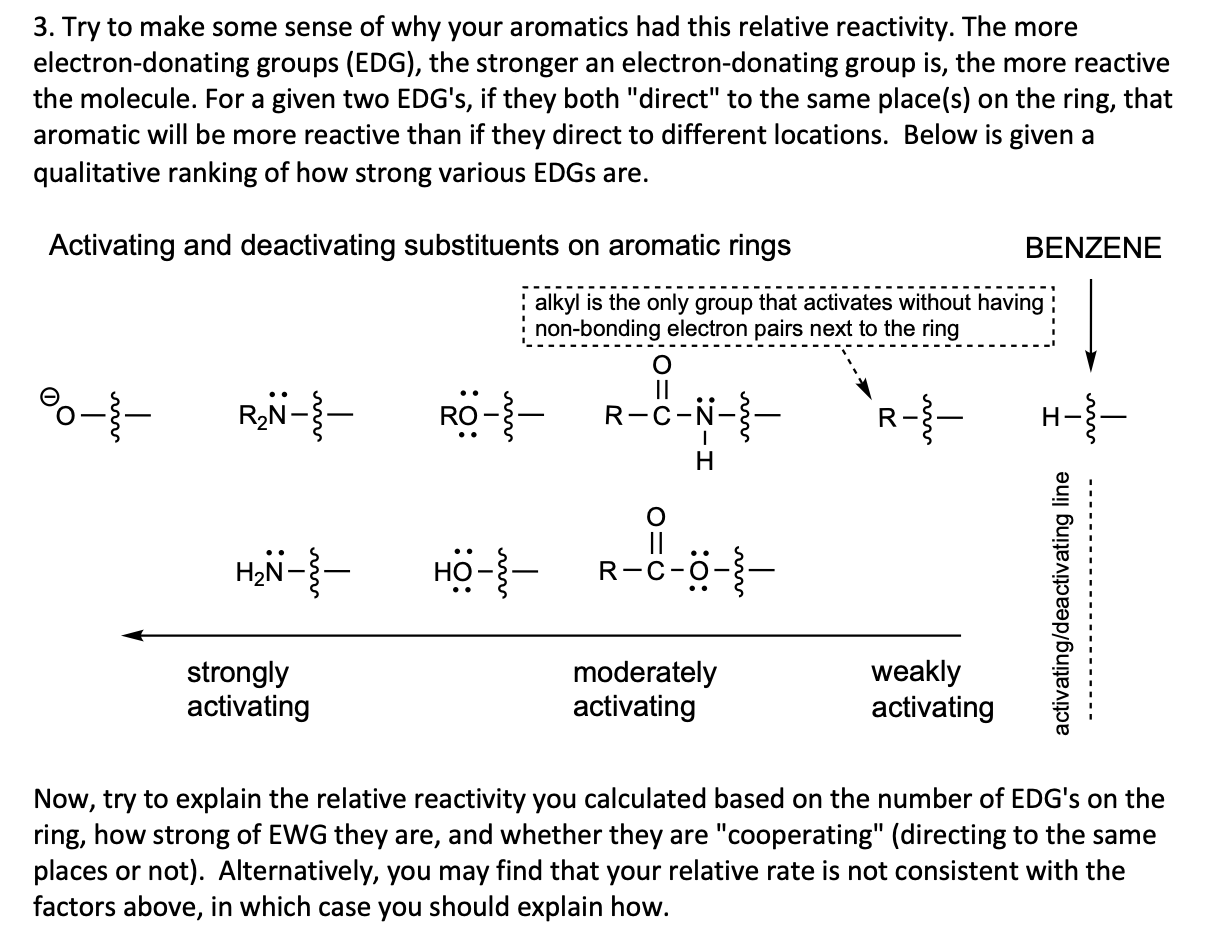 Solved 3. Try to make some sense of why your aromatics had