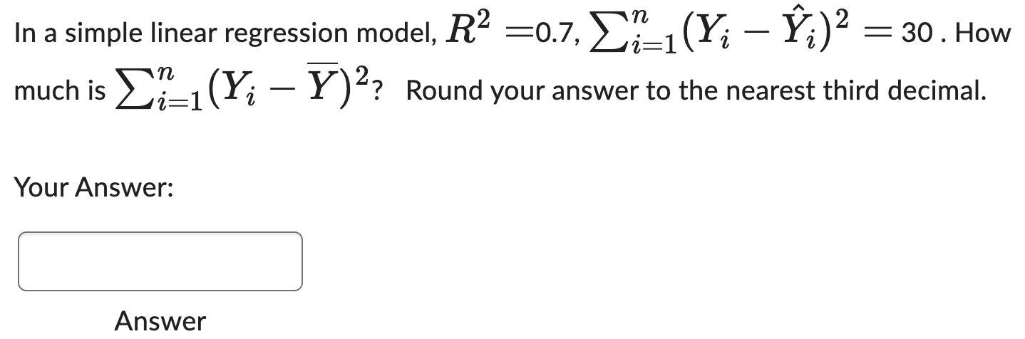 Solved In A Simple Linear Regression Model, | Chegg.com