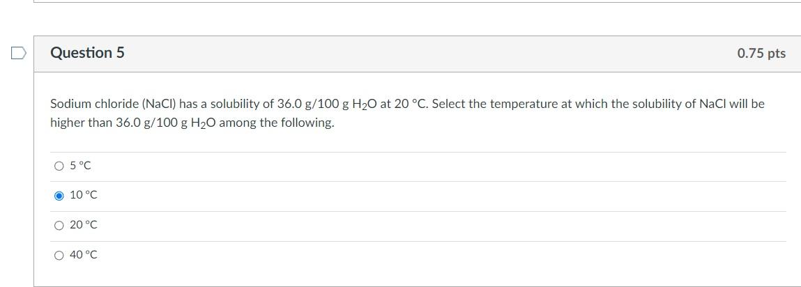 Solved Sodium chloride ( NaCl ) has a solubility of 36.0 | Chegg.com