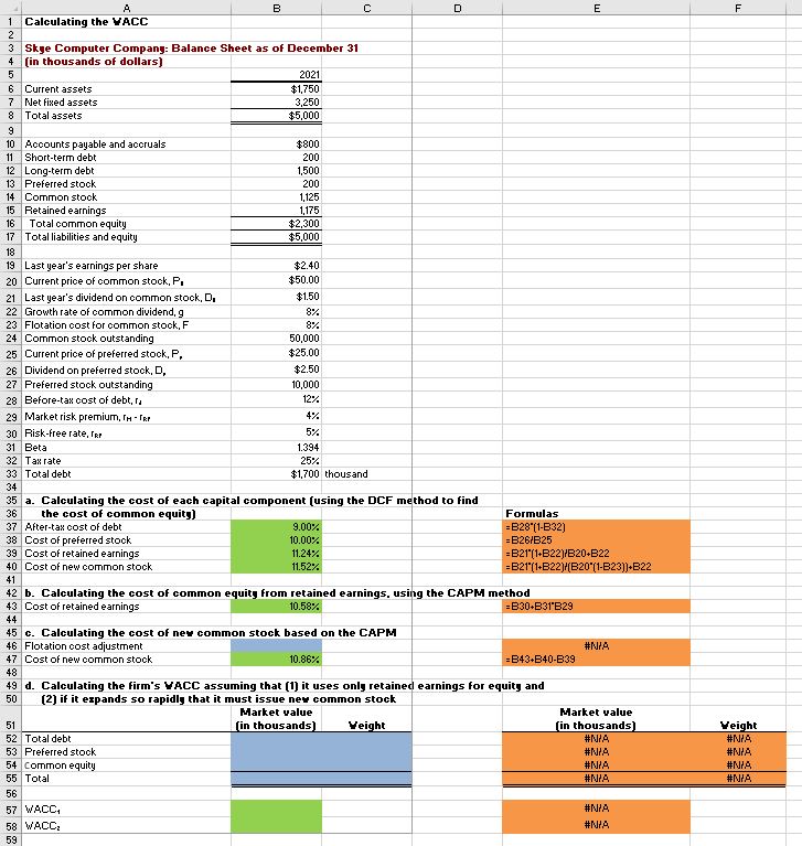 D. ﻿Calculating the firms WACC - ﻿assuming that (1) | Chegg.com