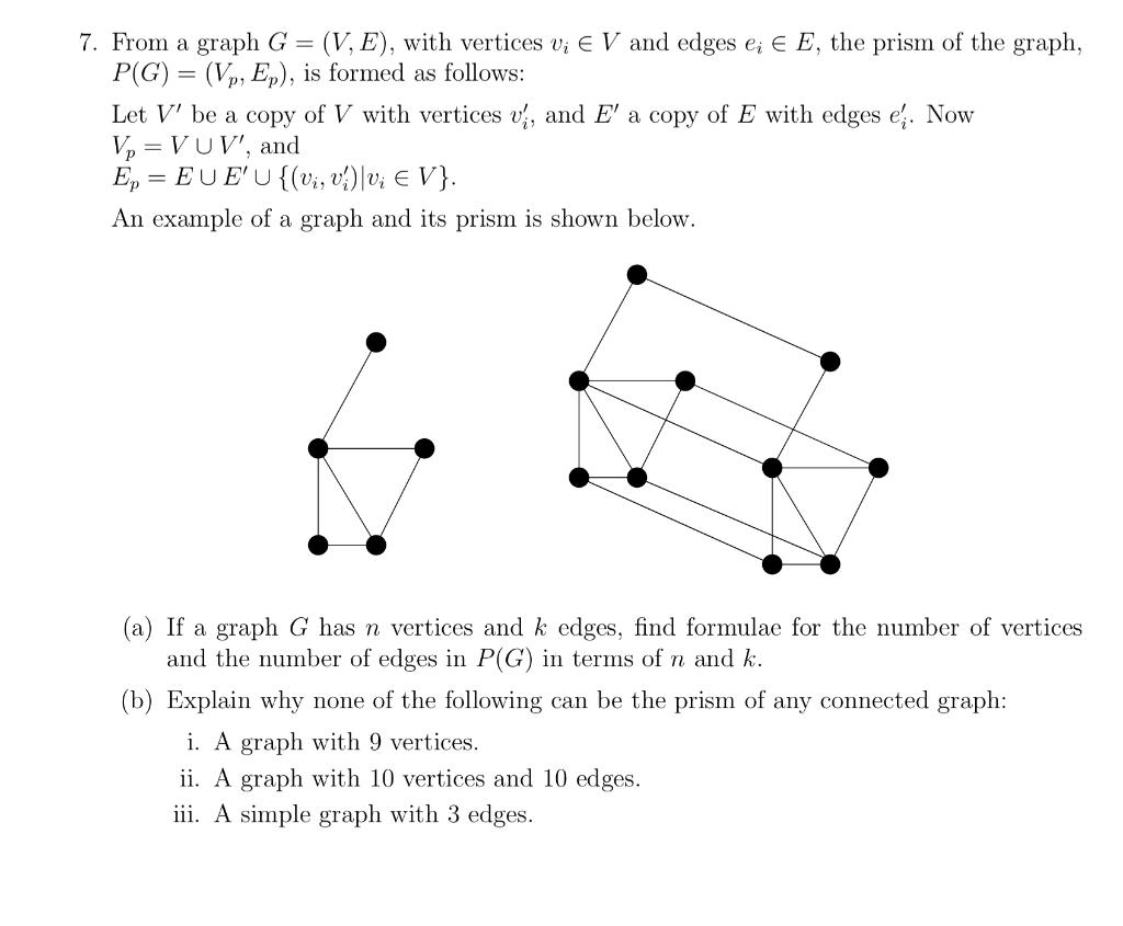 Solved 7. From a graph G = (V, E), with vertices v; EV and | Chegg.com