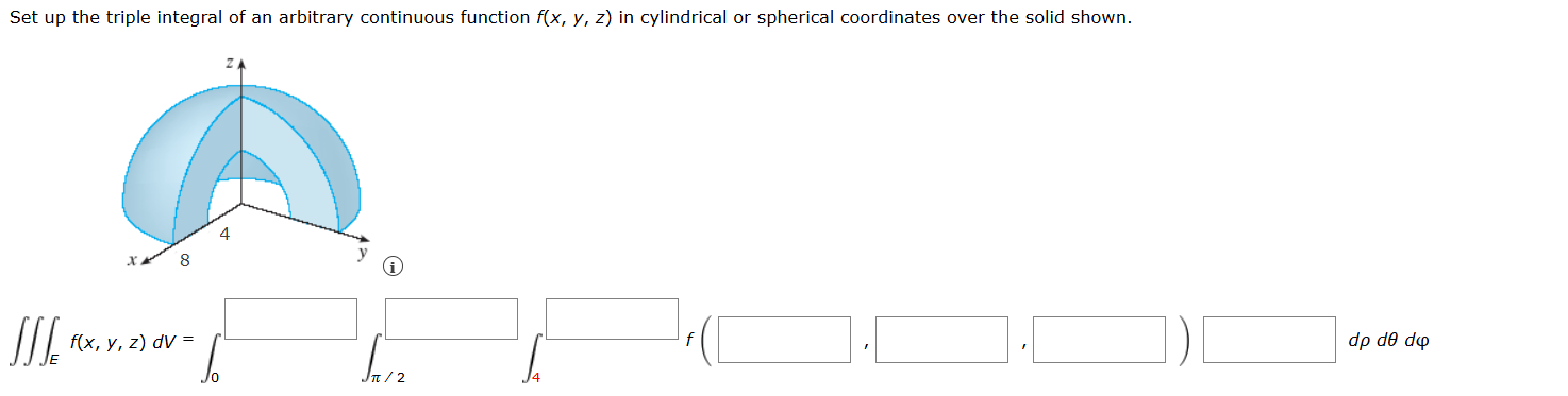 Solved Set up the triple integral of an arbitrary continuous | Chegg.com