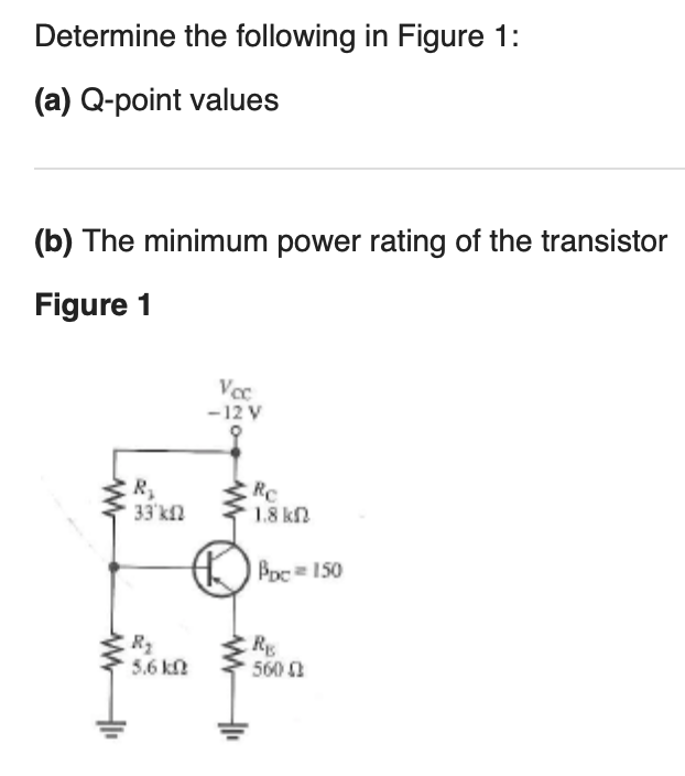 Solved Determine the following in Figure 1: (a) Q-point | Chegg.com
