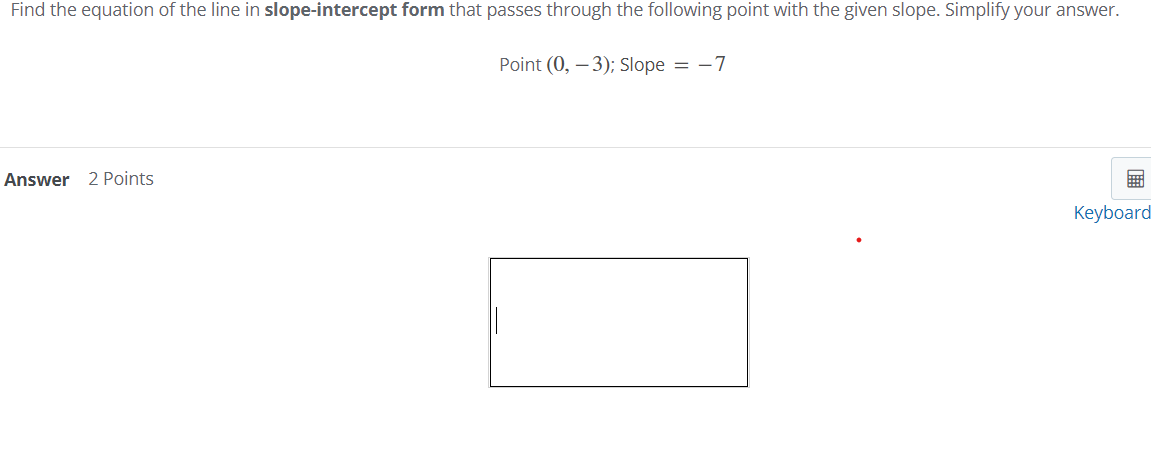 Solved Find the equation of the line in slope-intercept form | Chegg.com