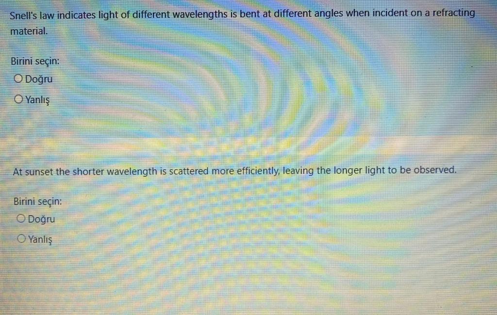 Solved Snell's law indicates light of different wavelengths