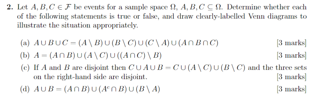 Solved 2. Let A,B,C∈F Be Events For A Sample Space | Chegg.com