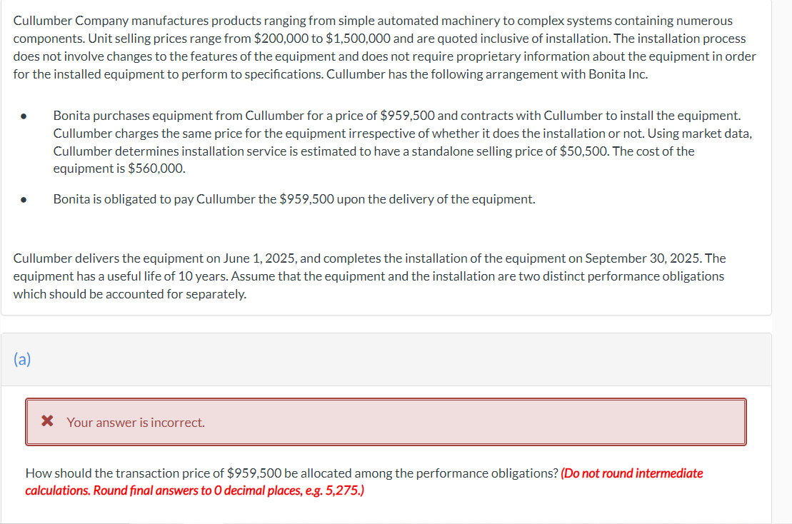 Solved Cullumber Company manufactures products ranging from | Chegg.com