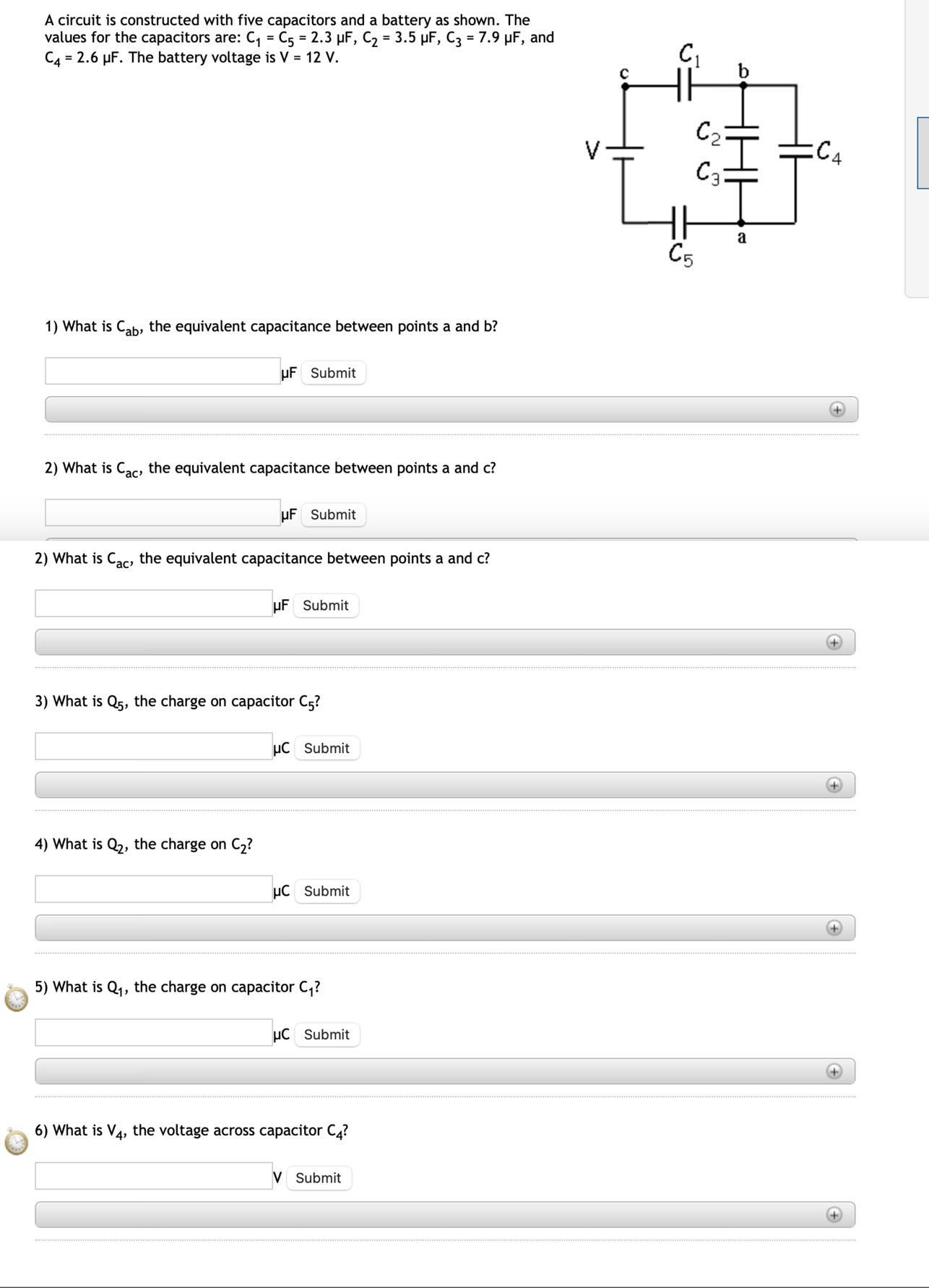 Solved A circuit is constructed with five capacitors and a