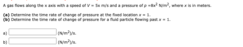 Solved A Gas Flows Along The X Axis With A Speed Of V 5 Chegg Com