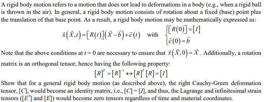 A rigid body motion refers to a motion that does not | Chegg.com