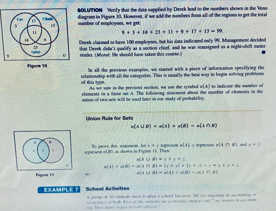 Solved 1. Page 321 gives you the Union Rule for Sets. a) | Chegg.com