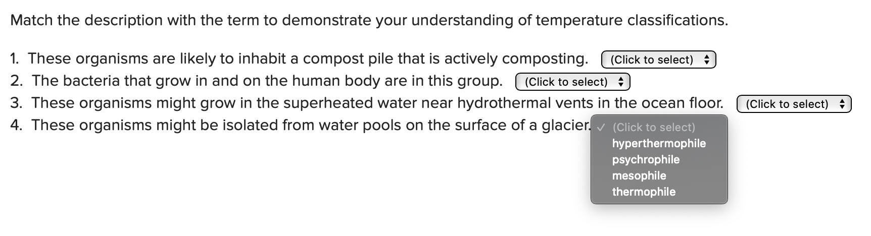 Solved Match the description with the term to demonstrate | Chegg.com
