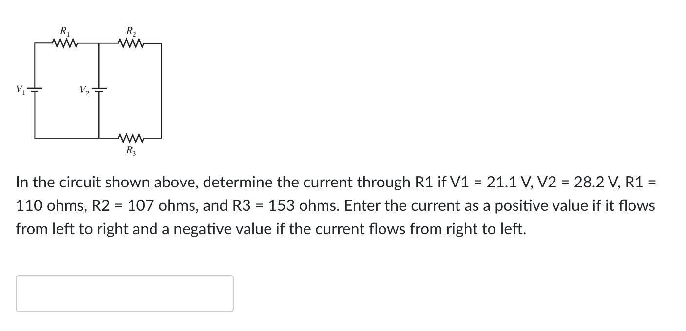 Solved In the circuit shown above, determine the current | Chegg.com