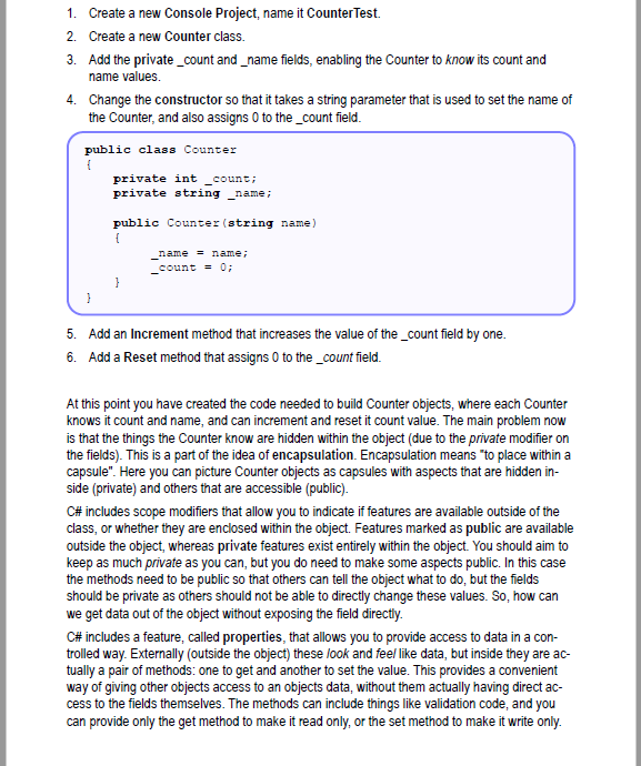 Solved Instructions In this task you will create a Counter | Chegg.com