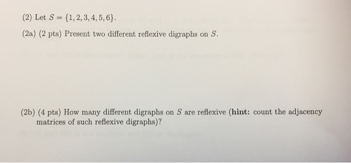 Solved Let S = {1, 2, 3, 4, 5, 6) (a) Present two different | Chegg.com