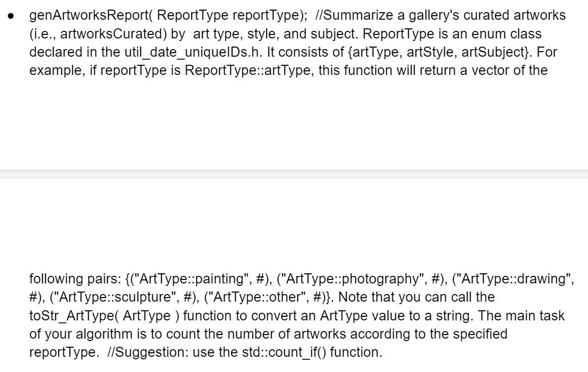 Solved PLEASE USE C++ TO CREATE AN ART GALLERY MANAGEMENT | Chegg.com