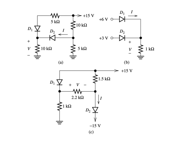 Solved Q3. Find the values of I and V for the circuits | Chegg.com