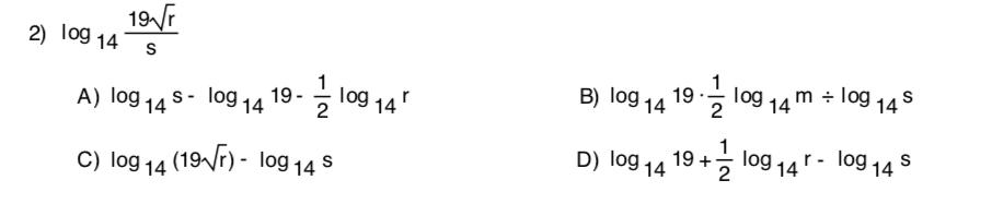 Solved 19V1 2) log 14 s 19- log 14