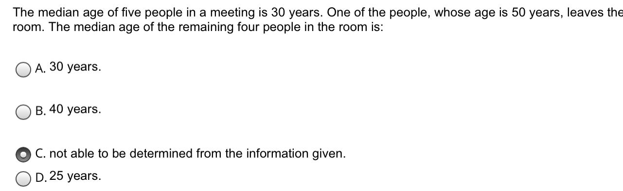 Solved The median age of five people in a meeting is 30 | Chegg.com