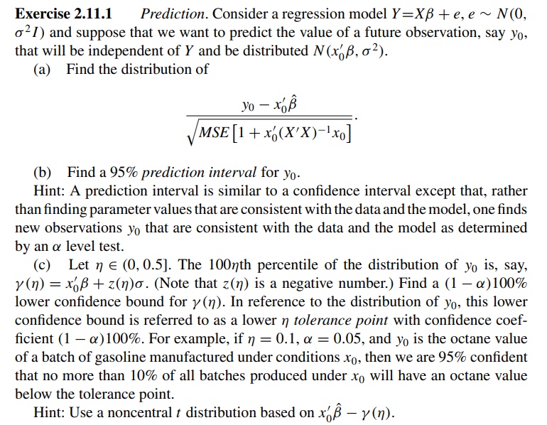 Solved Exercise 2.11.1 Prediction. Consider A Regression | Chegg.com