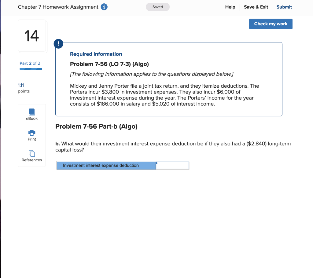 Solved Chapter 7 Homework Assignment i Saved Help Save & | Chegg.com