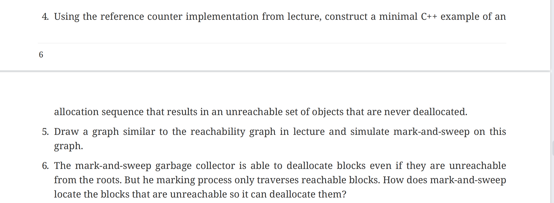 Solved Garbage collection 4. Using the reference counter