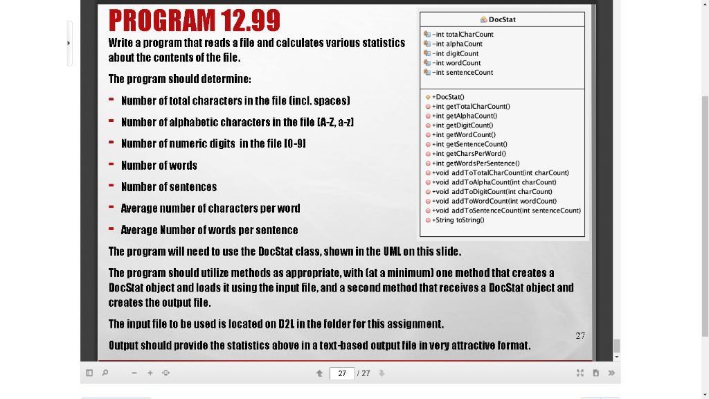 Solved PROGRAM 12.99 DocStat -int totalCharCount Write a | Chegg.com