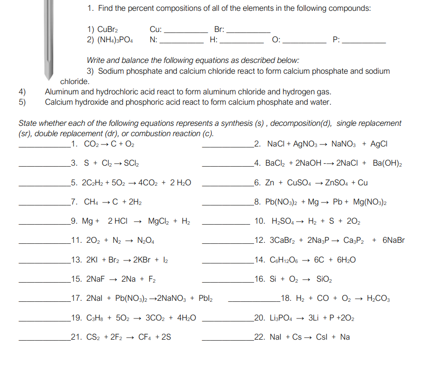 Solved 1. Find the percent compositions of all of the | Chegg.com