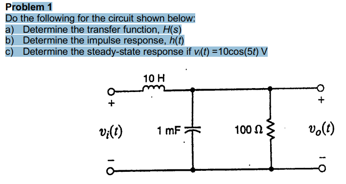 Solved Problem 1 Do The Following For The Circuit Shown | Chegg.com