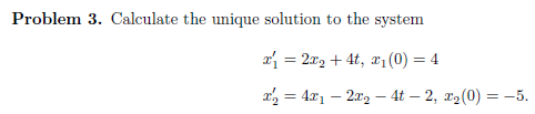 Solved Problem 3. Calculate the unique solution to the | Chegg.com