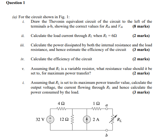 Solved Question 1 ii. (a) For the circuit shown in Fig. 1: | Chegg.com