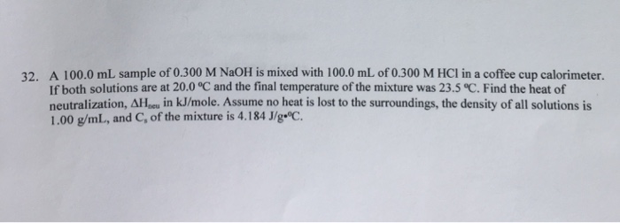 Solved 32. A 100.0 mL sample of 0.300 M NaOH is mixed with | Chegg.com