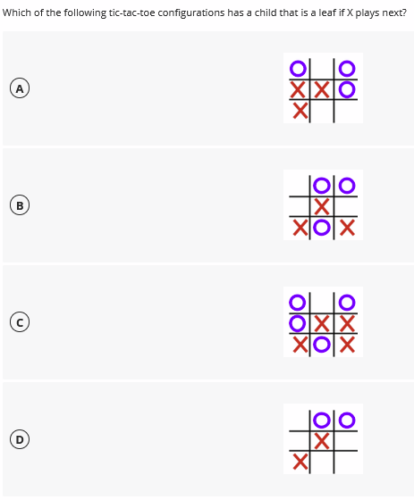 Solved Which of the following tic-tac-toe configurations has | Chegg.com