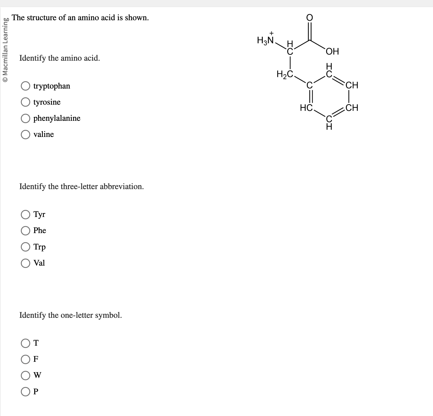 Solved Four amino acids are shown. Identify the amino acids