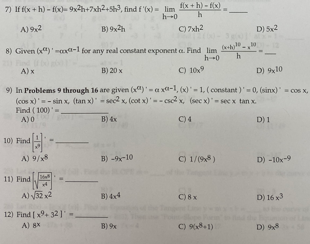 Solved 7 If F X H F X 9x2h 7xh2 5h3 Find F X Chegg Com