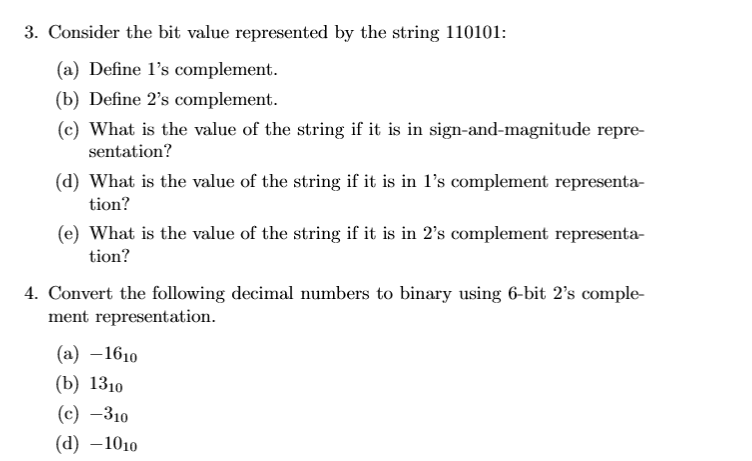 Solved 3. Consider the bit value represented by the string | Chegg.com