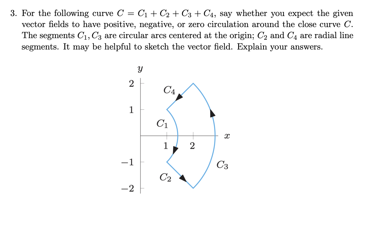 Solved 3. For the following curve C=C1+C2+C3+C4, say whether | Chegg.com