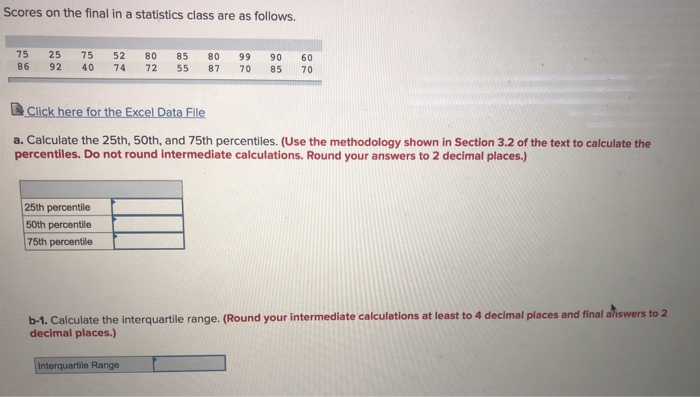 Solved Scores on the final in a statistics class are as | Chegg.com