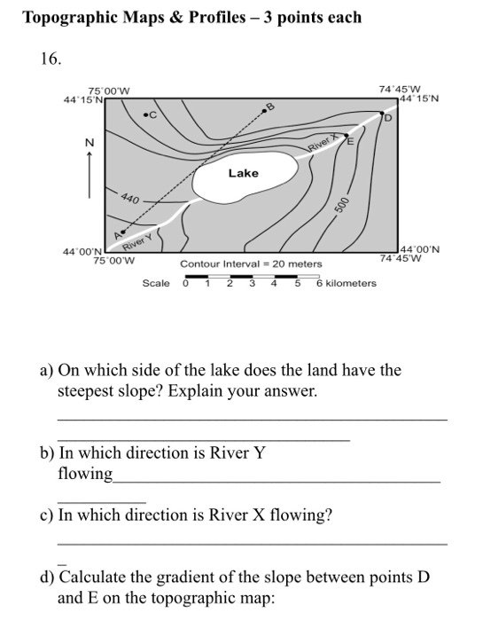 Solved Topographic Maps & Profiles - 3 points each 16. 75 | Chegg.com