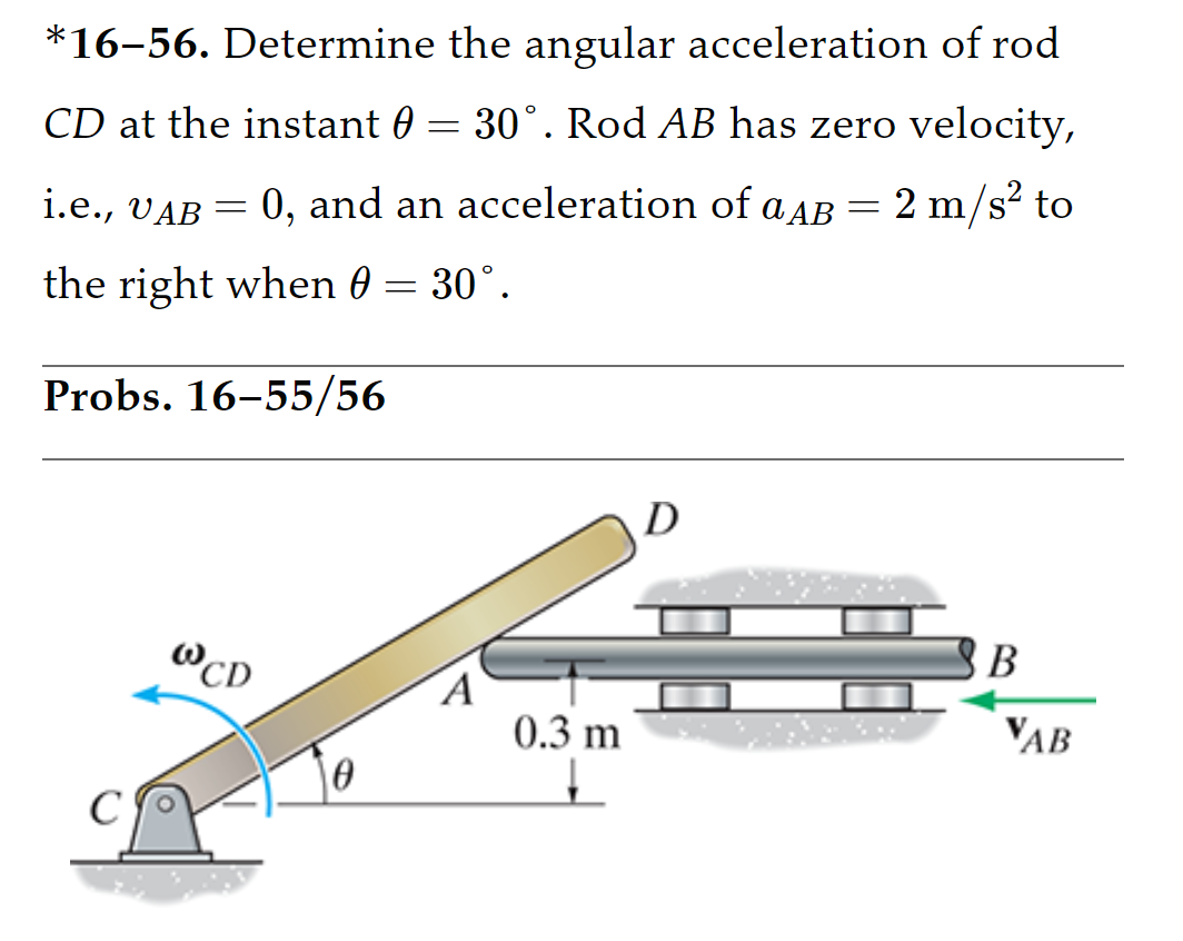 Solved ∗16−56. Determine the angular acceleration of rod CD