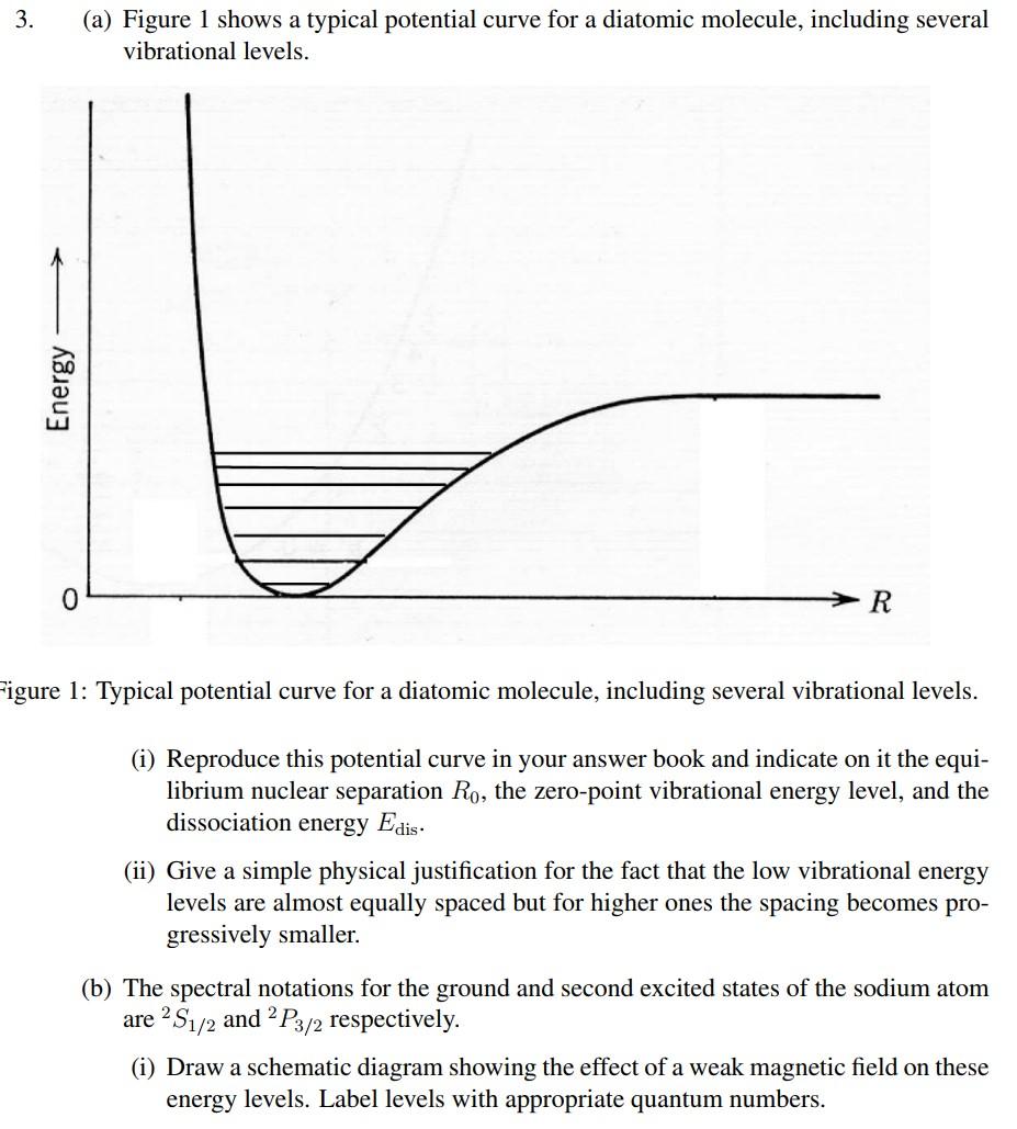 Solved 3. (a) Figure 1 shows a typical potential curve for a | Chegg.com