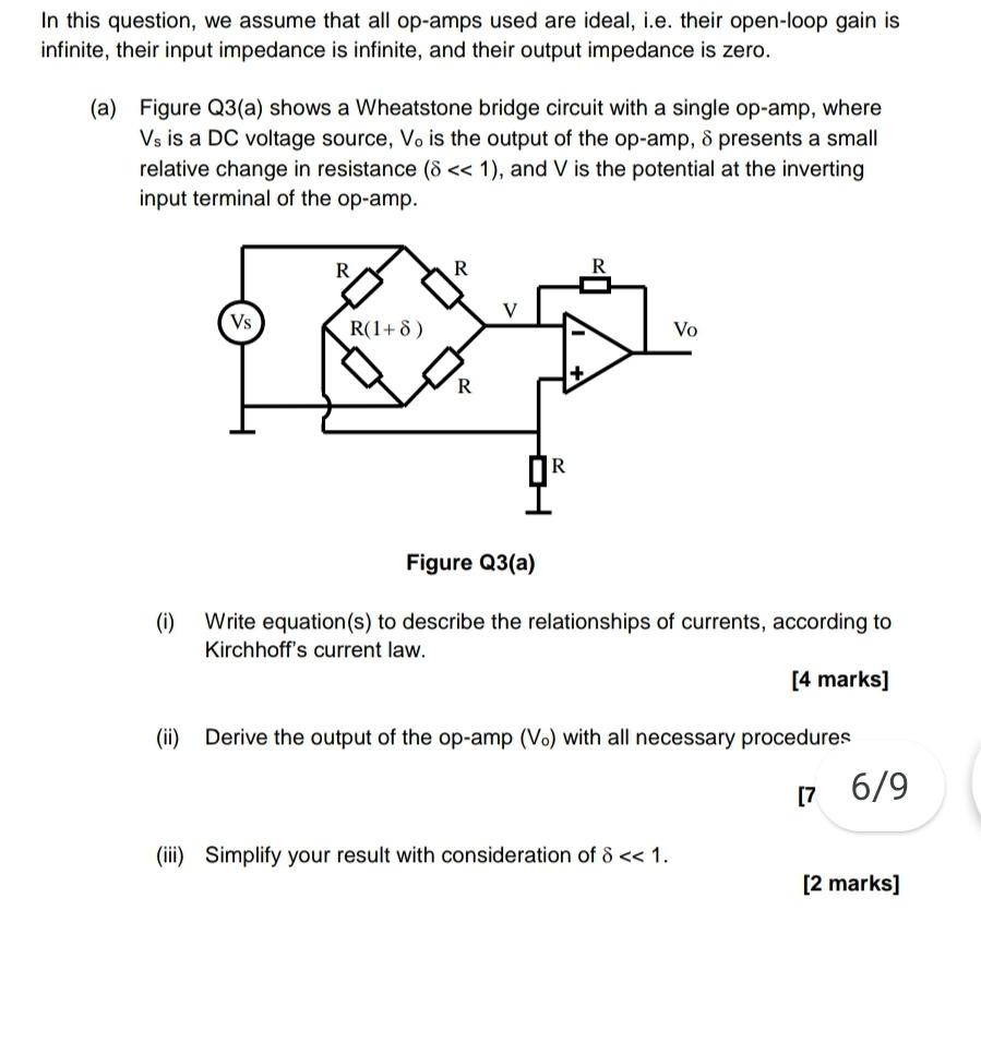 Solved Figure Q3(a) shows a Wheatstone bridge circuit with a