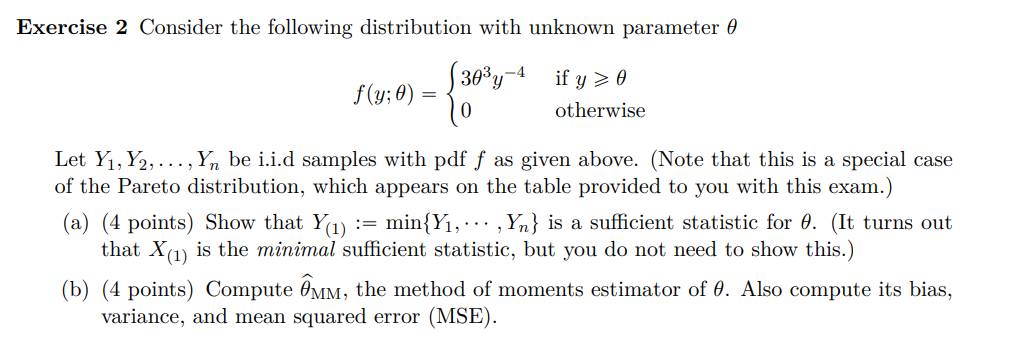 Solved Exercise 2 Consider The Following Distribution With | Chegg.com